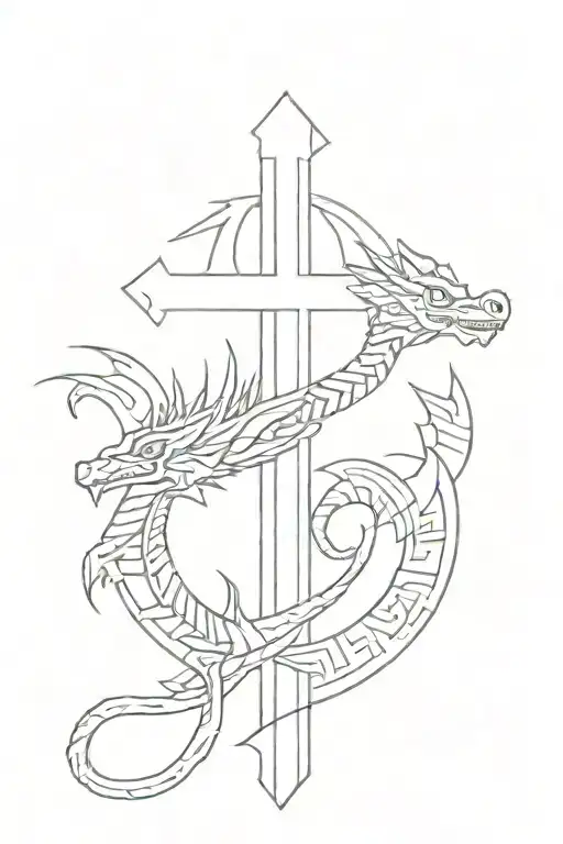 Small Cross With Aztec Dragon Wrapped