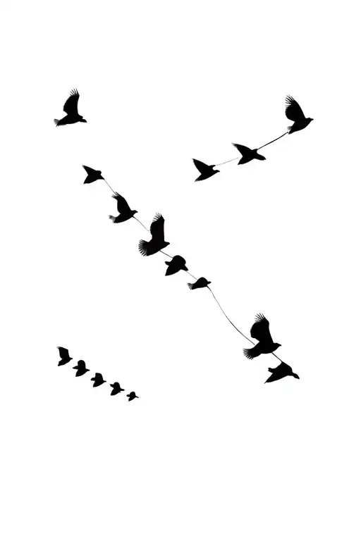 8 Small Birds Flying