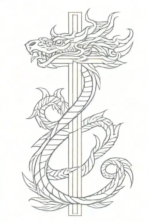 Small Cross With Aztec Dragon Wrapped