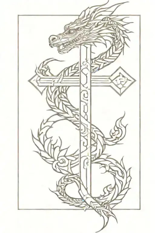 Small Cross With Aztec Dragon Wrapped