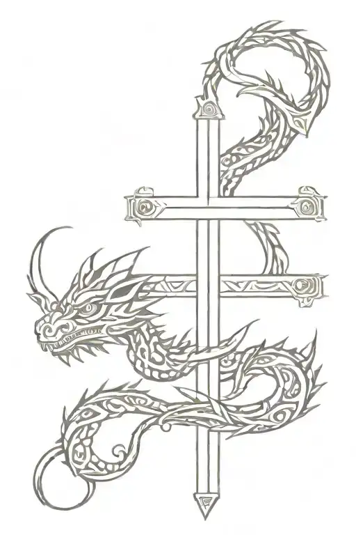 Small Cross With Aztec Dragon Wrapped