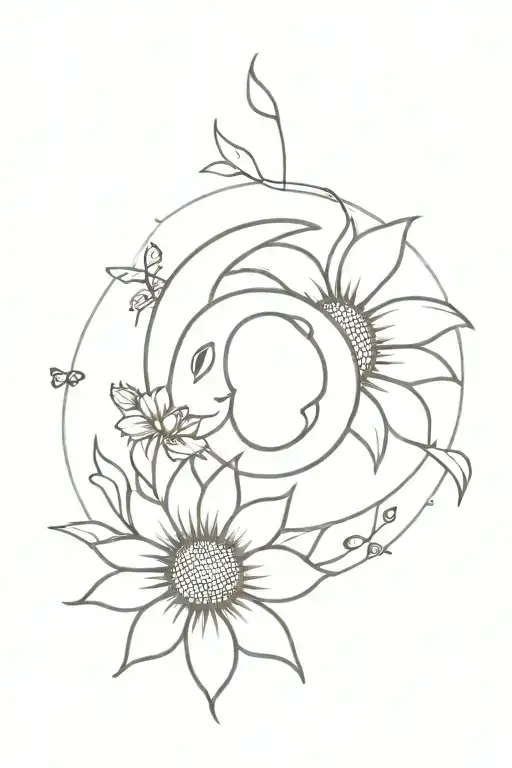 Pisces Zodiac Sign With Sunflower