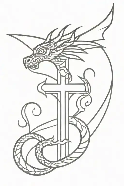 Small Cross With Aztec Dragon Wrapped