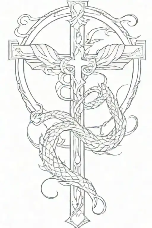 Small Cross With Dragon Wrapped Loosely