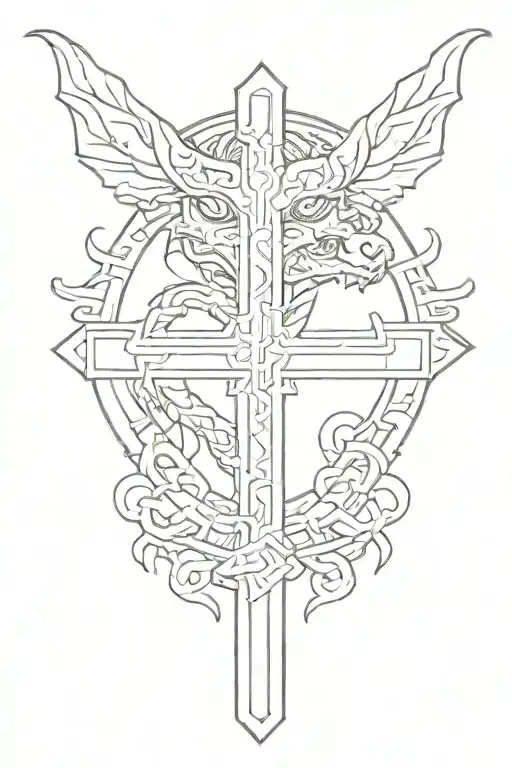 Small Cross With Aztec Dragon Wrapped