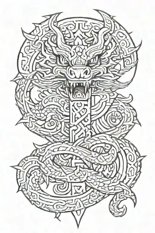 Small Cross With Aztec Dragon Wrapped