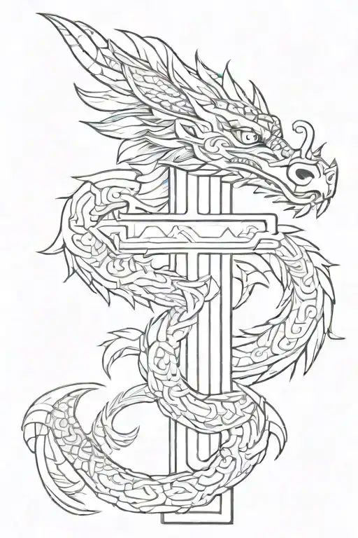 Small Cross With Aztec Dragon Wrapped