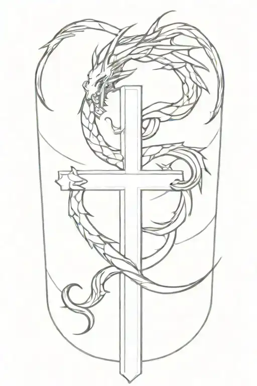 Dragon Wrapping Around A Cross