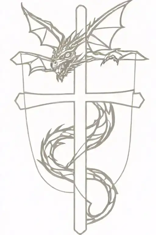 Dragon Wrapping Around A Cross