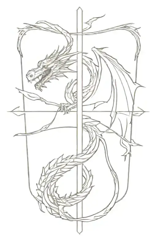 Dragon Wrapping Around A Cross