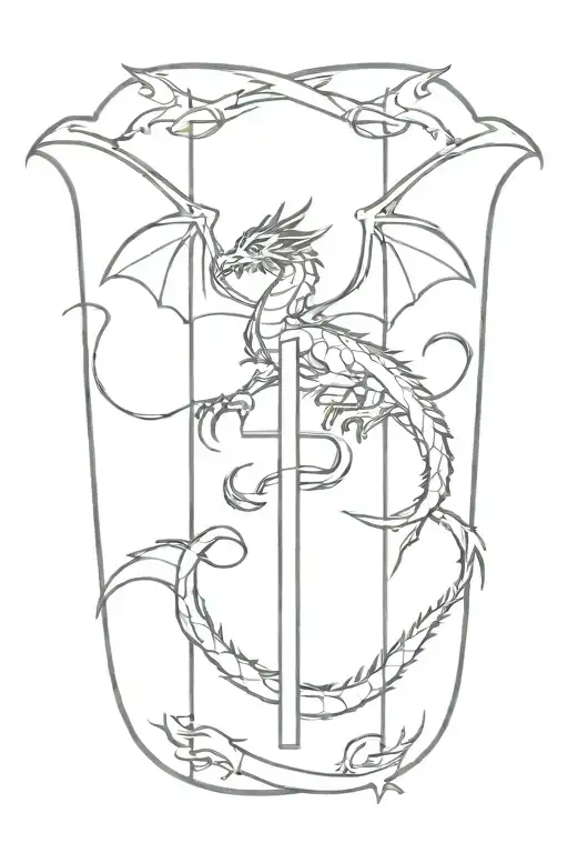 Dragon Wrapping Around A Cross