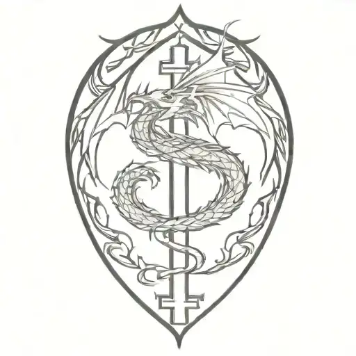 Dragon Wrapping Around A Cross