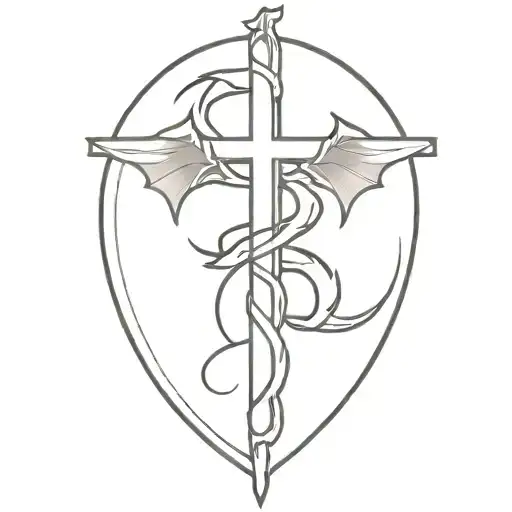 Dragon Wrapping Around A Cross