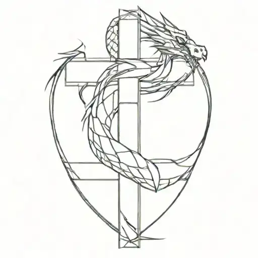 Dragon Wrapping Around A Cross