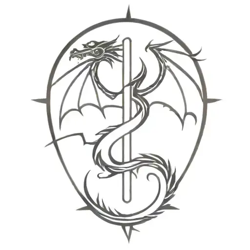 Dragon Wrapping Around A Cross