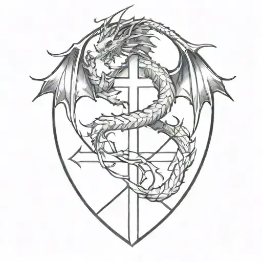Dragon Wrapping Around A Cross