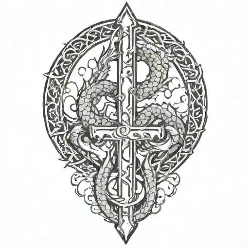 Dragon Wrapping Around A Cross