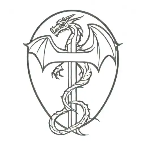 Dragon Wrapped Around A Cross