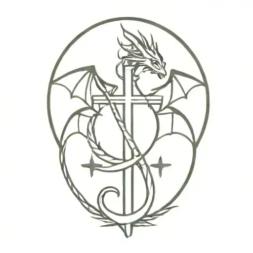 Dragon Wrapped Around A Cross