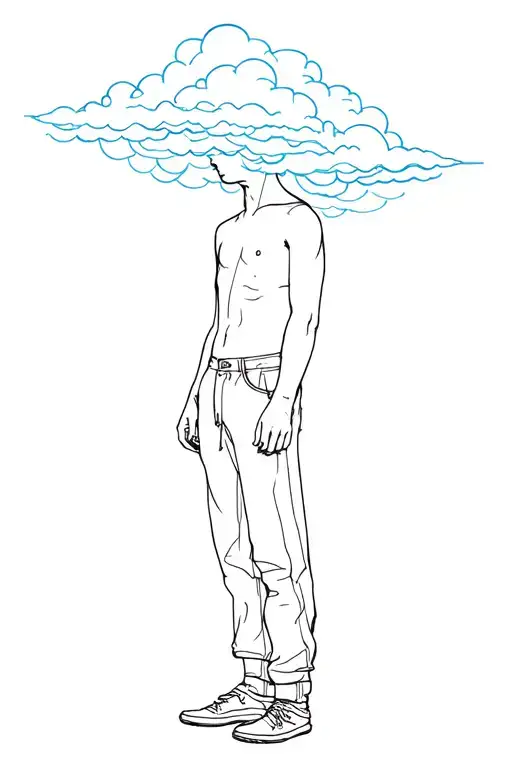 A Person Made Of Clouds Wearing Pants
