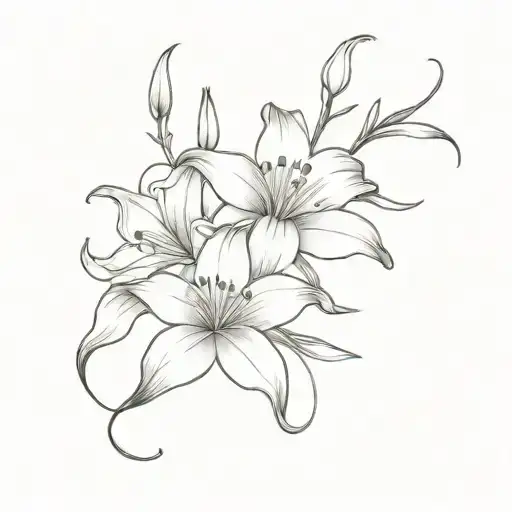 Sweat Pea And Lily Flower Surrounded