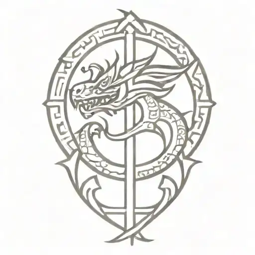 Cross With Aztec Dragon Wrapping