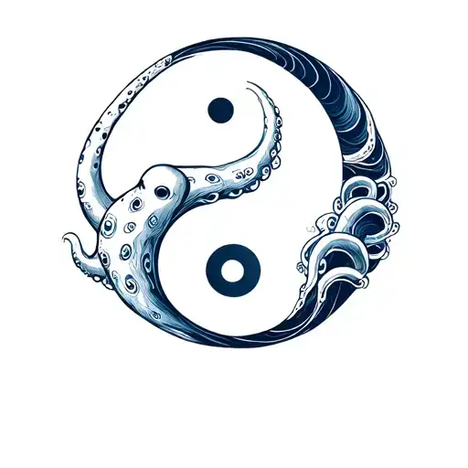 Octopus Yingyang Design With Waves