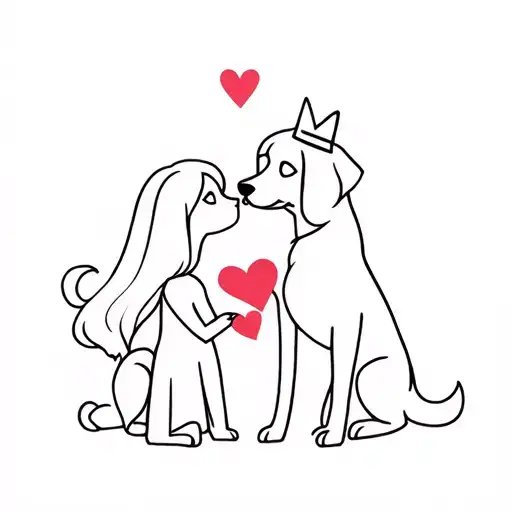 King Charles Cavalier Dog With Girl And Love Heart