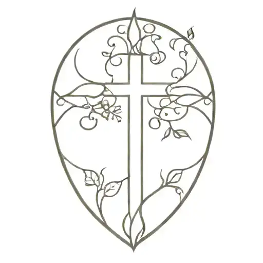 Cross With Vines Growing