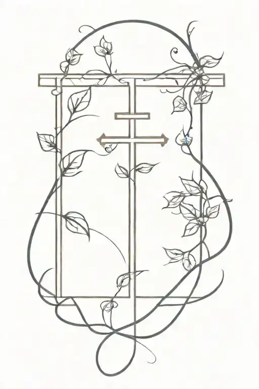 Cross With Vines Growing