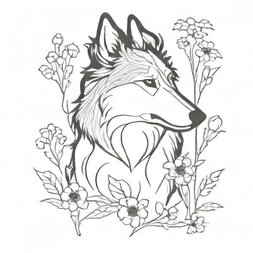 A Sable Scotch Collie Dog With Floppy Ears Made Up Of Wildflowers