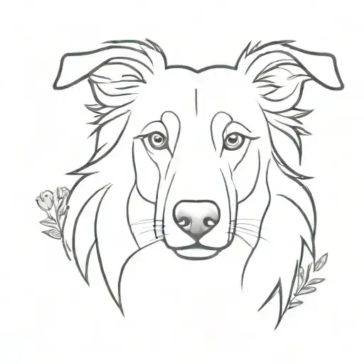 A Sable Scotch Collie Dog With Floppy Ears Made Out Of Wildflowers