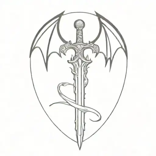 Sword With Dragon Wings Spread