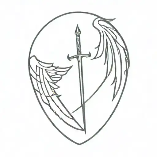 Sword With Angle Wings Spread Wings