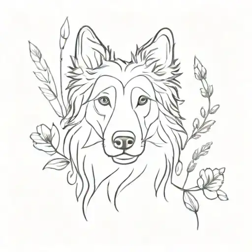A Floppy Eared Scotch Collie Dog Made Out Of Wildflowers