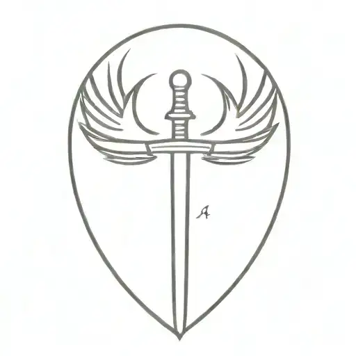 Sword With Angle Wings Spread Wings