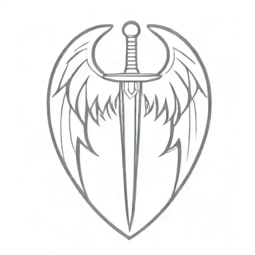 Sword With Angle Wings Spread Wings