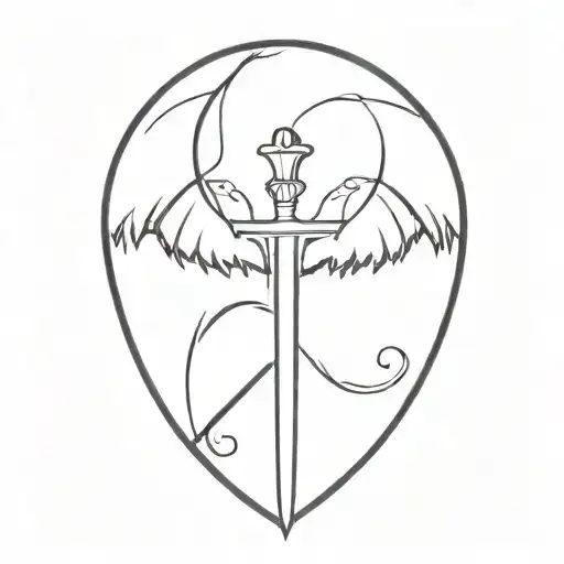 Sword With Angle Wings Spread Wings