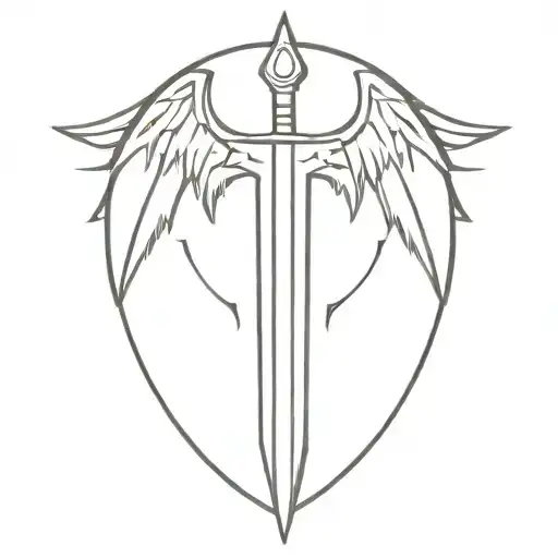 Sword With Angle Wings Spread Wings