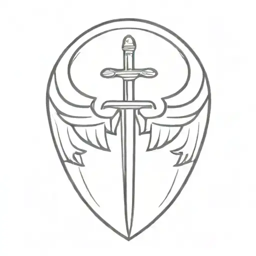 Sword With Angle Wings Spread Wings