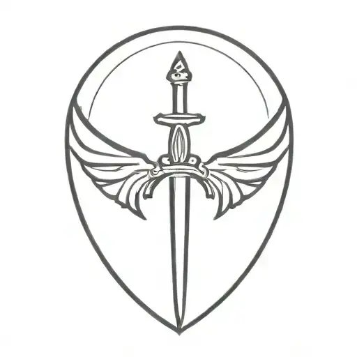 Sword With Angle Wings Spread Wings