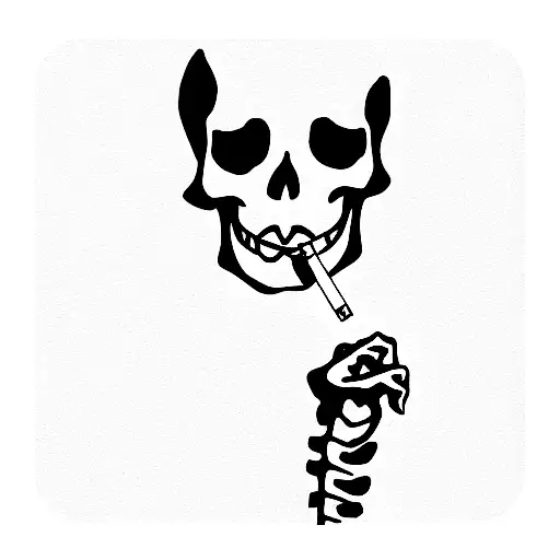 Skeleton Smoking Cigarette