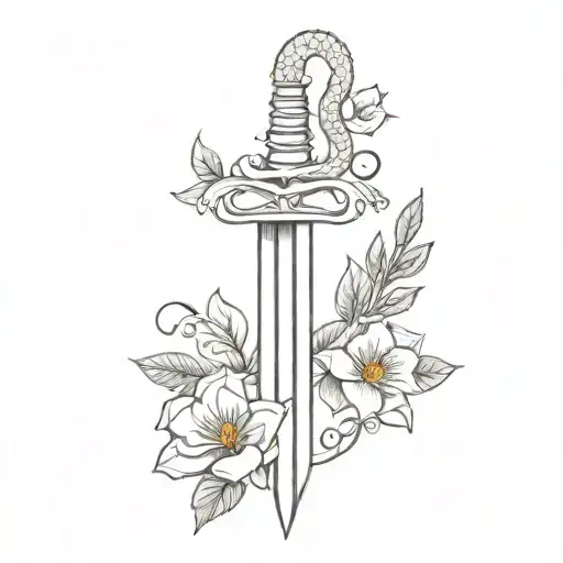 Snake Coiled Dagger With Flowers