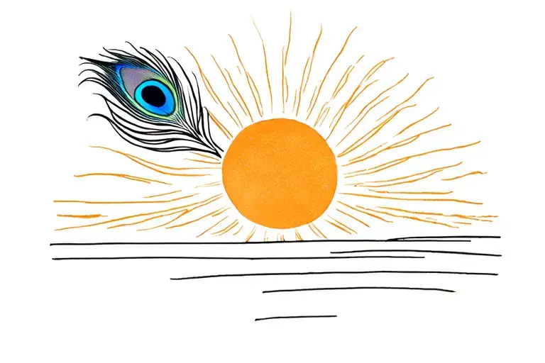 Sun And Peacock Feather On A Horizon