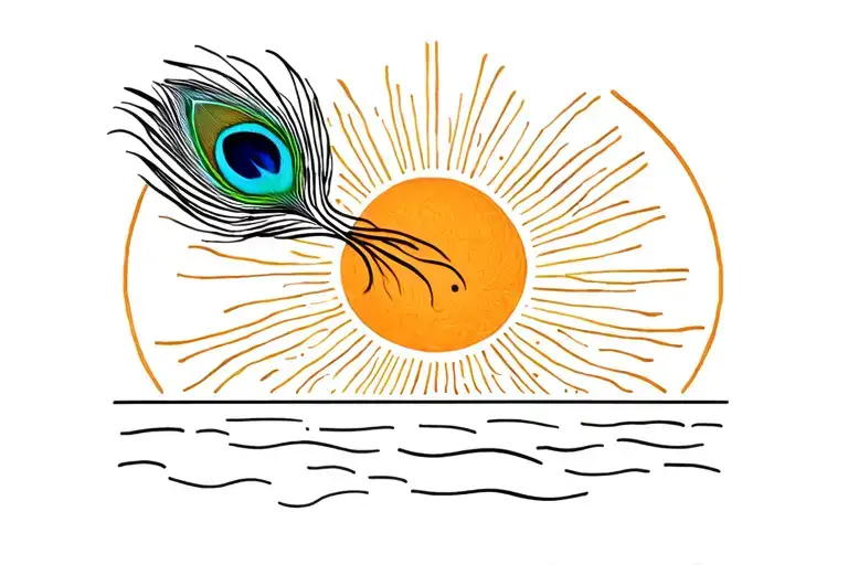 Sun And Peacock Feather On A Horizon