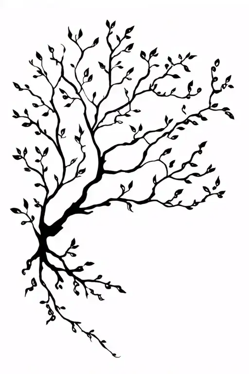 A Pretty Tree Growing With Branches And Vines