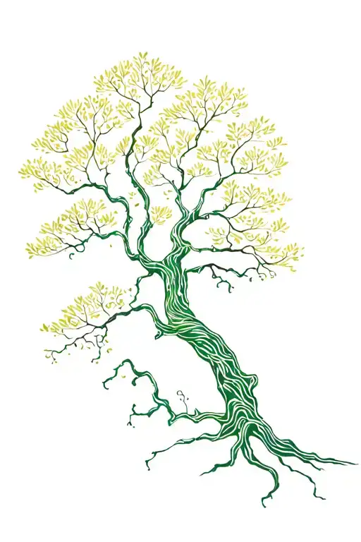A Mildly Colored Pretty Tree Growing With Branches And Vines Which Isn't Basic