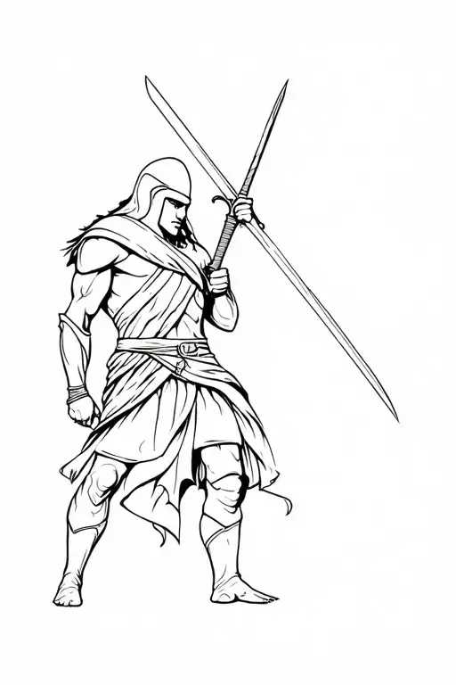 Spartan Warrior Wielding A Sword