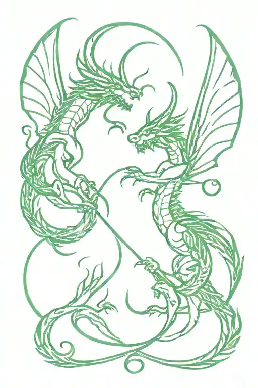 Gemini Twin Dragons One Red One Green