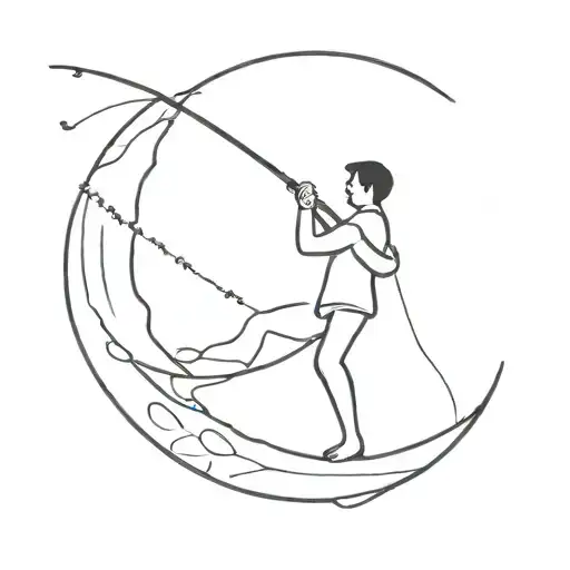 Boy In Quarter Moon Fishing